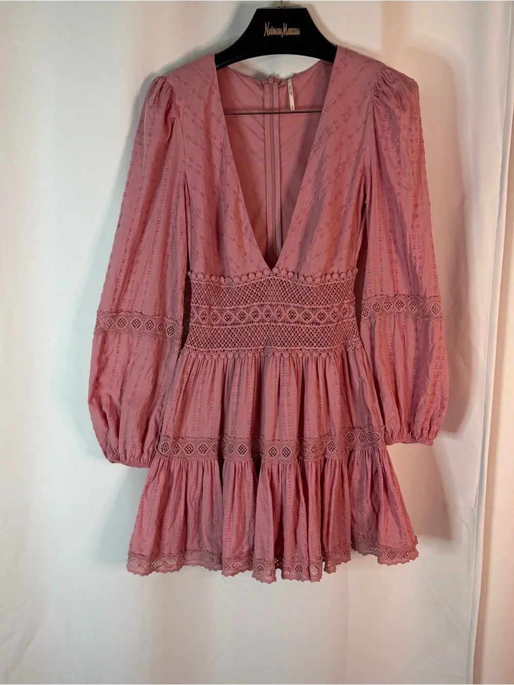 Free People Rose Eyelet Tiered V-Neck Mini Dress